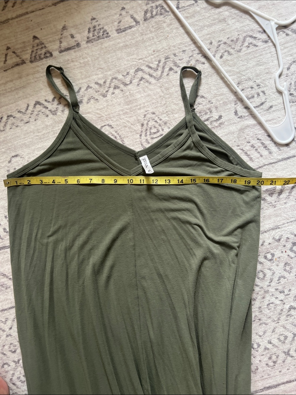 Zenana Outfitters Olive Green V‑Neck Maxi Slip Dress with Spaghetti Straps - Picture 4 of 7